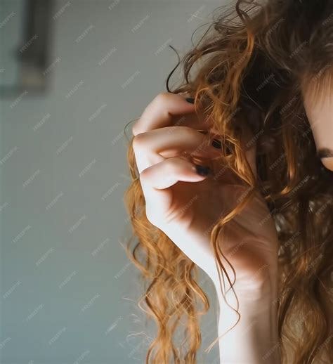 Premium Photo Woman Scrunching Her Hair To Form Curls Applying Curly Methods For Hair Styling