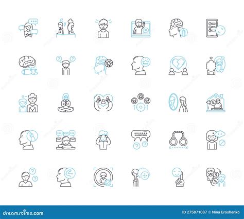 Mental Science Linear Icons Set Psychology Psychotherapy Mental