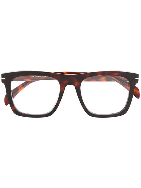 Eyewear By David Beckham Rectangular Frame Tortoise Shell Glasses