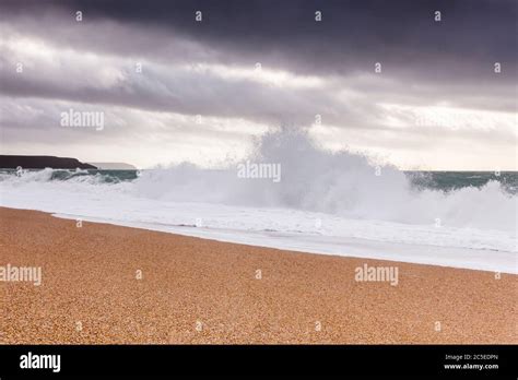 Storm At Loe Bar Cornwall South West England Uk Stock Photo Alamy