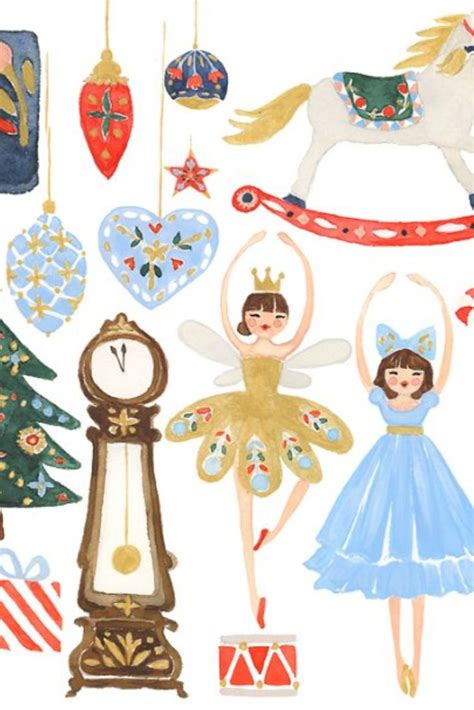 Watercolor Nutcracker Clipart Set A Decorative Illustration By RhianAwni