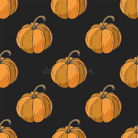 Pumpkins Seamless Pattern Thanksgiving Background With Orange Pumpkins