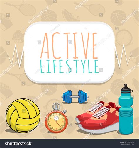 Healthy Lifestyle Background Bright Cartoon Design Stock Vector