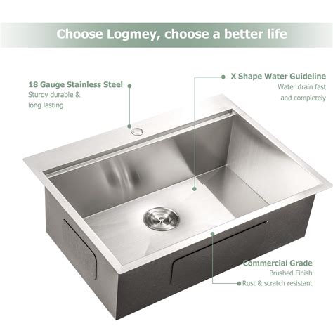 30 Drop In Kitchen Sink Logmey 30 Inch Kitchen Sink Topmount Ledge