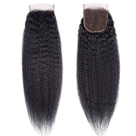 Brazilian Virgin Kinky Straight Lace Closure Human Hair Free Part 4x4