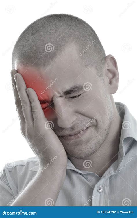 Men Holding Head In Pain Isolated Stock Photo Image Of Caucasian