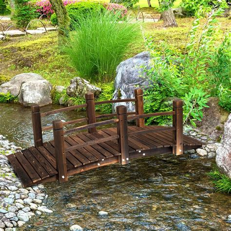 Outsunny Uk Wooden Garden Bridge Lawn D Cor Stained Finish