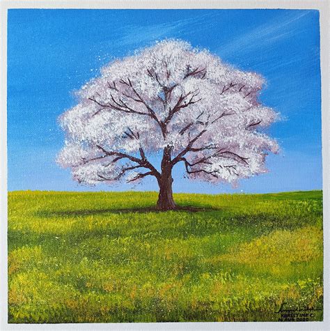 Cherry Blossom Tree Painting Acrylic