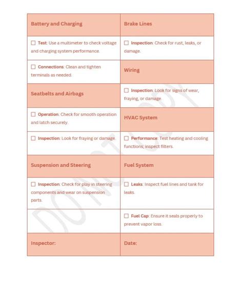 Truck Pre Inspection Checklist And 30 Day Inspection Vhicle Repair Guide Template Editable