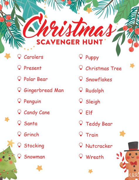 Blank Christmas Scavenger Hunt Cards