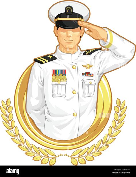 Military Officer Salute Army Air Force Navy General Cartoon Drawing