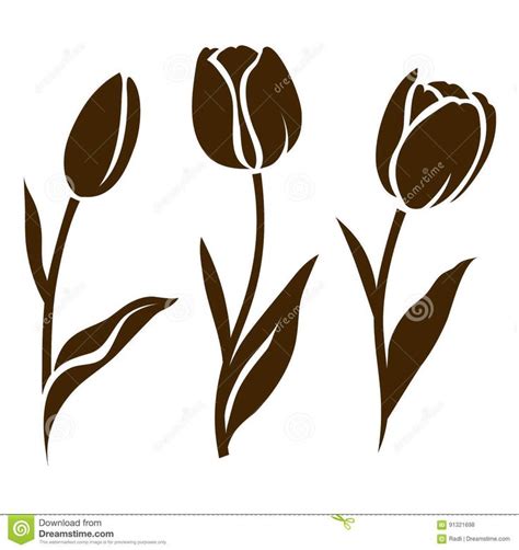 Illustration About Vector Set Of Tulip Silhouette Decorative Flowers