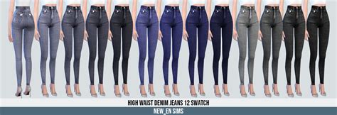 Newen Sims4 High Waist Jean 12 Swatches Skinny Newen092