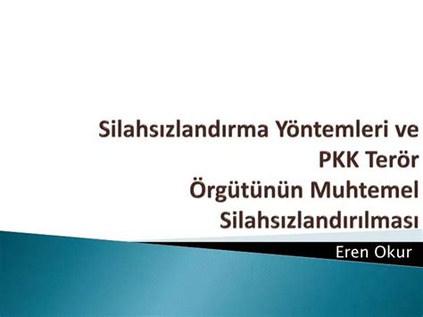 PPT Silahsızlandırma Yöntemleri ve PKK Terör Örgütünün Muhtemel