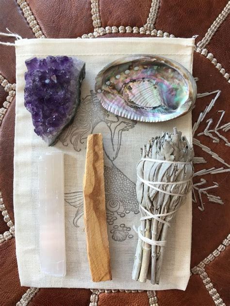 Smudge Kit Calm Bundle Amethyst Selenite Sage Palo Santo Abalone