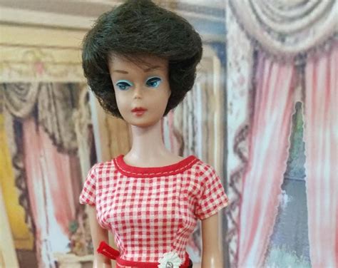 Vintage Brunette Bubble Cut Barbie 1962 With Wardrobe Barbie Hair