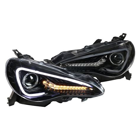 Spec D Lhp Frs Bk Sq Tm Gloss Black Drl Bar Projector Headlights