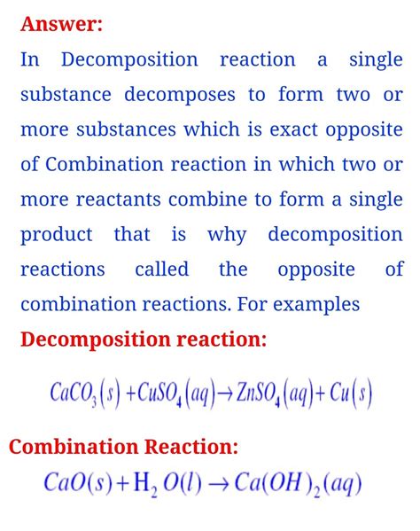 Why are decomposition reaction called the opposite to combination ...