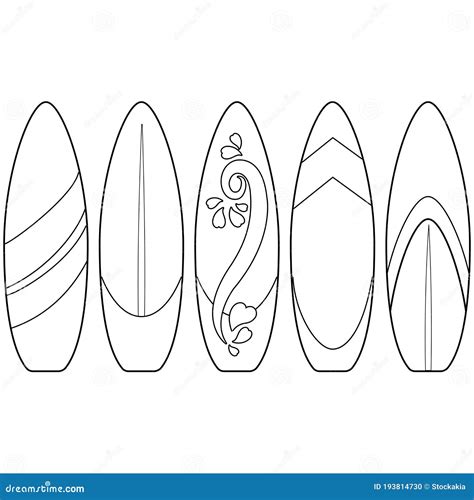 Colecci N De Tablas De Surf P Gina De Color Blanco Y Negro Vectorial