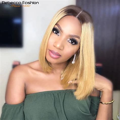Ombre Honig Blonde Bob Perücke Gerade x Spitze Perücke Kurze Bob Spitze Vorne