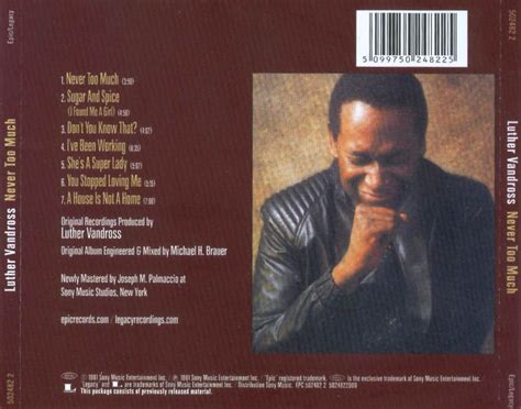 Car Tula Trasera De Luther Vandross Never Too Much Portada