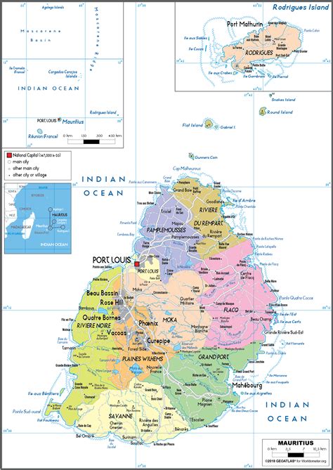 Large Size Political Map Of Mauritius Worldometer