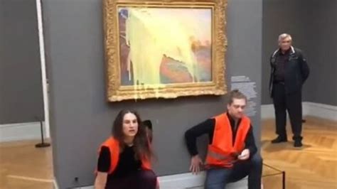 Climate Protesters Throw Mashed Potatoes At Monet S Les Meules Painting