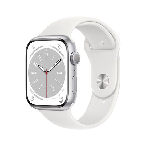 Apple Watch Series 8 Gps 45mm Gümüş Rengi Alüminyum Kasa Beyaz Spor Kordon Troy Estore