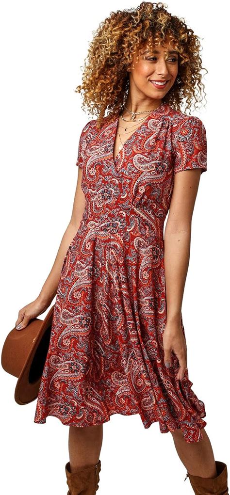 Joe Browns Womens Perfect Paisley Dress Casual Red Multi 16 Amazon