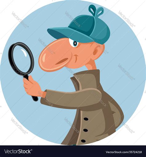 Funny detective looking through a magnifying glass