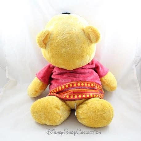 Peluche Winnie L Ourson Nicotoy Disney Tenue Hippie Robe Rouge C