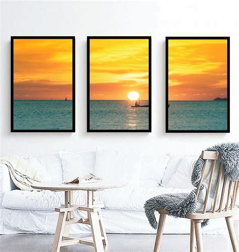 Quadros P R Do Sol Mar Paisagem Decora O Conjunto Moldura