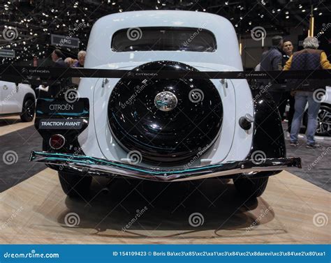 Switzerland Geneva March 11 2019 Citroen Traction Avant Rear View