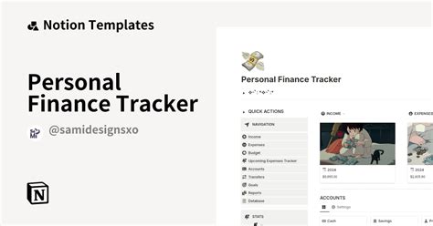 personal finance tracker template  sami notion templates notion