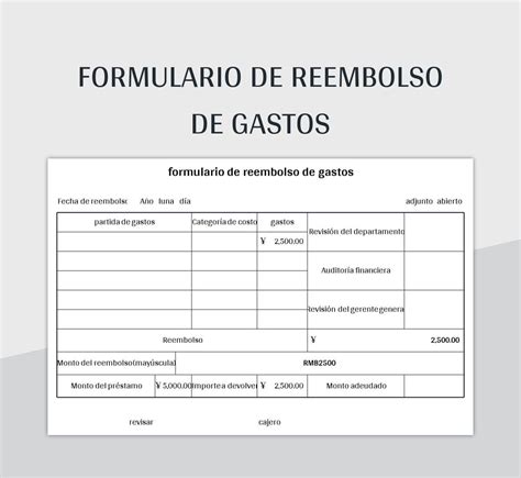 Plantilla De Excel Formulario De Reembolso De Gastos Y Hoja De C Lculo