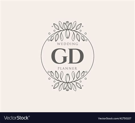 Gd Initials Letter Wedding Monogram Logos Vector Image