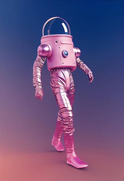 Un Astronauta Espacial Futurista Con Un Traje De Astronauta Rosa