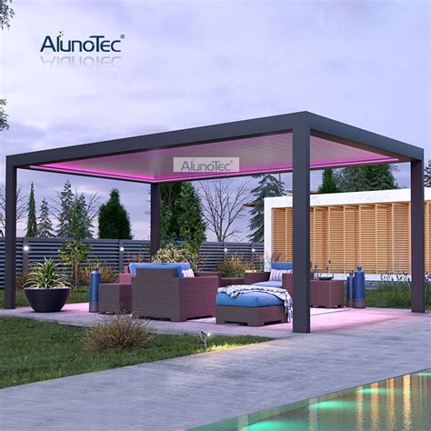 Alunotec Awning Louver Roof Motorized Gazebo Waterproof Garden Pergola