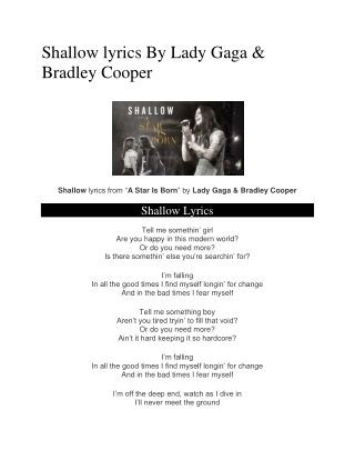 PPT - Shallow lyrics By Lady Gaga & Bradley Cooper PowerPoint Presentation - ID:9948086