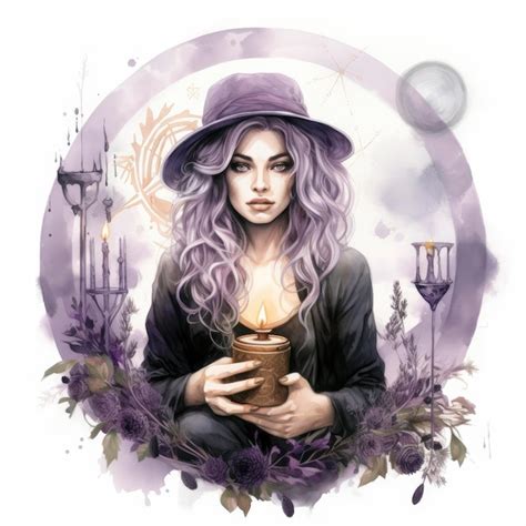 Premium Photo Watercolor Illustration Of A Beautiful Witchy Woman