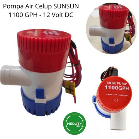 SUNSUN POMPA AIR CELUP DC 12 V TENAGA BATERAI AKI ACCU SUBMERSIBLE