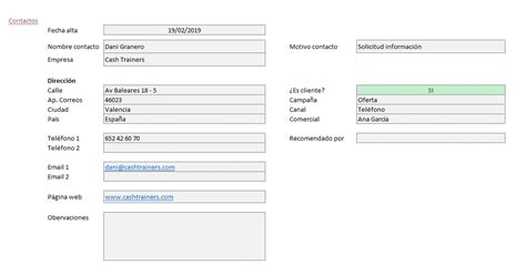 Plantilla Excel Gesti N Contactos Y Clientes Comerciales M