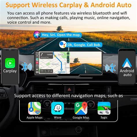 Westods Portable Wireless Carplay Android Auto Car Stereo W K