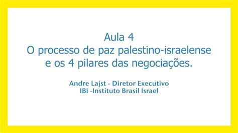 Aula Andre Lajst O Processo De Paz Palestino Israelense E Os