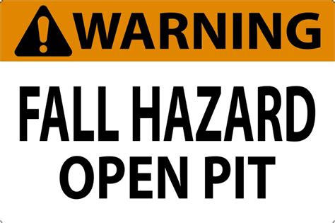 Warning Sign Fall Hazard Open Pit Royalty Free Vector