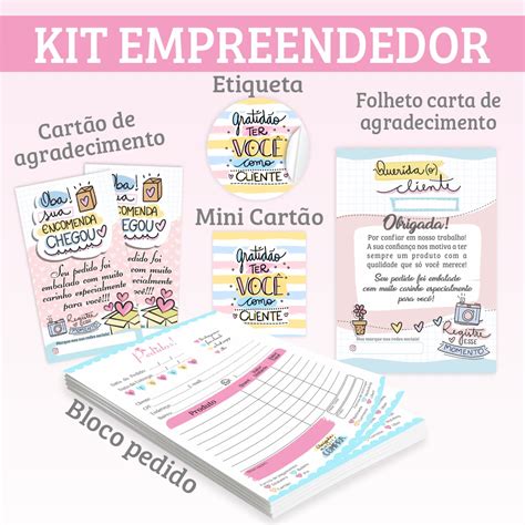 Kit Empreendedor Agradecimento ao Cliente Combo Bloco cartão