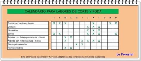 Tabla De Poda De Arboles Frutales