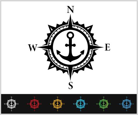 Anchor Compass Vinyl Decal Sticker Compass Rose Ship Captain Car Decal 14047112 Vector Art At