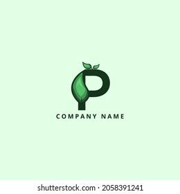 Letter P Leaf Logo Design Stock Vector Royalty Free