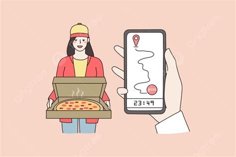 Pizza Delivery Girl Courier In Doorway Gadget Express Quarantine Png